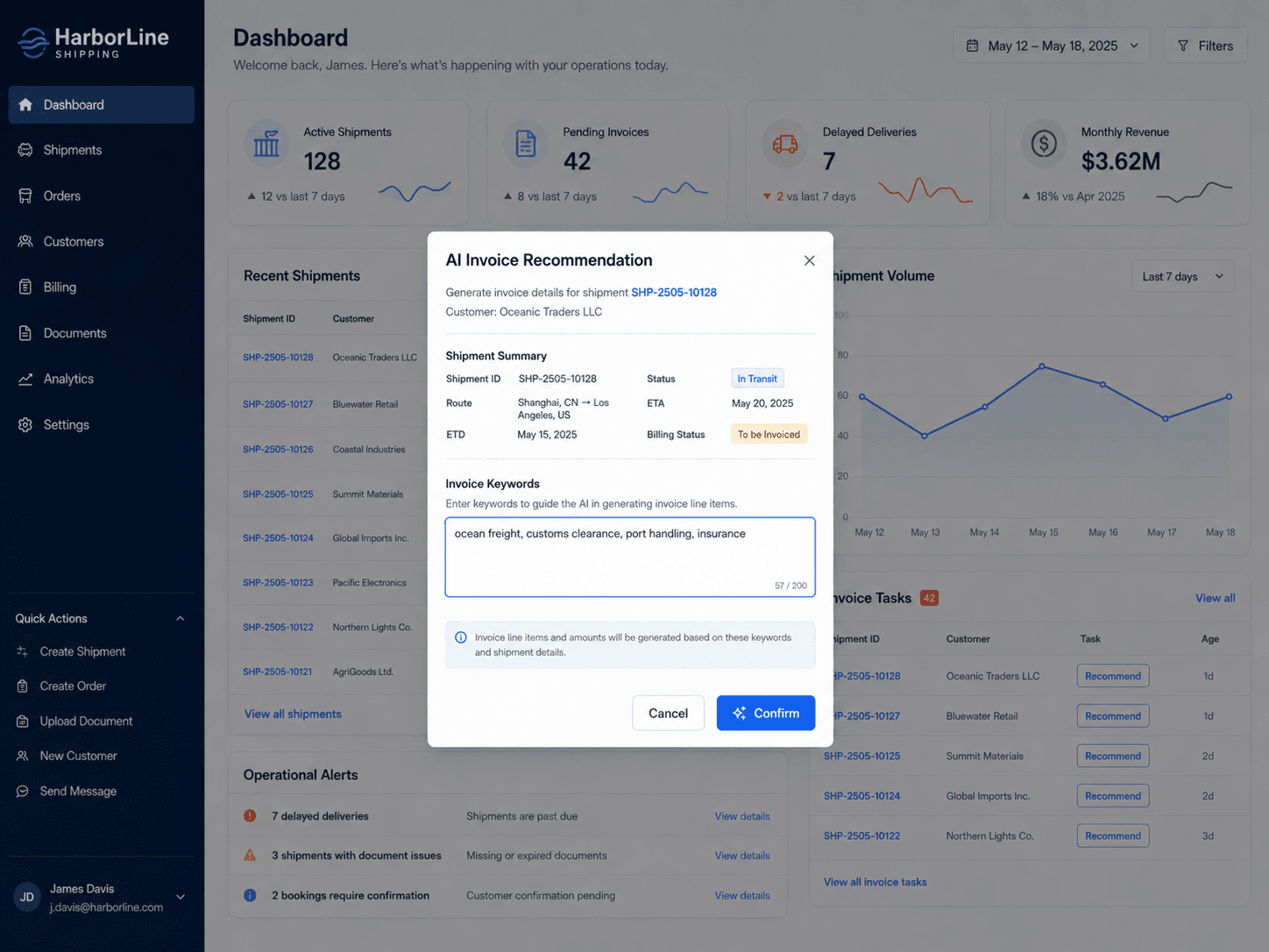 AI Invoice Recommendation Agent for Shipping Operations preview 2