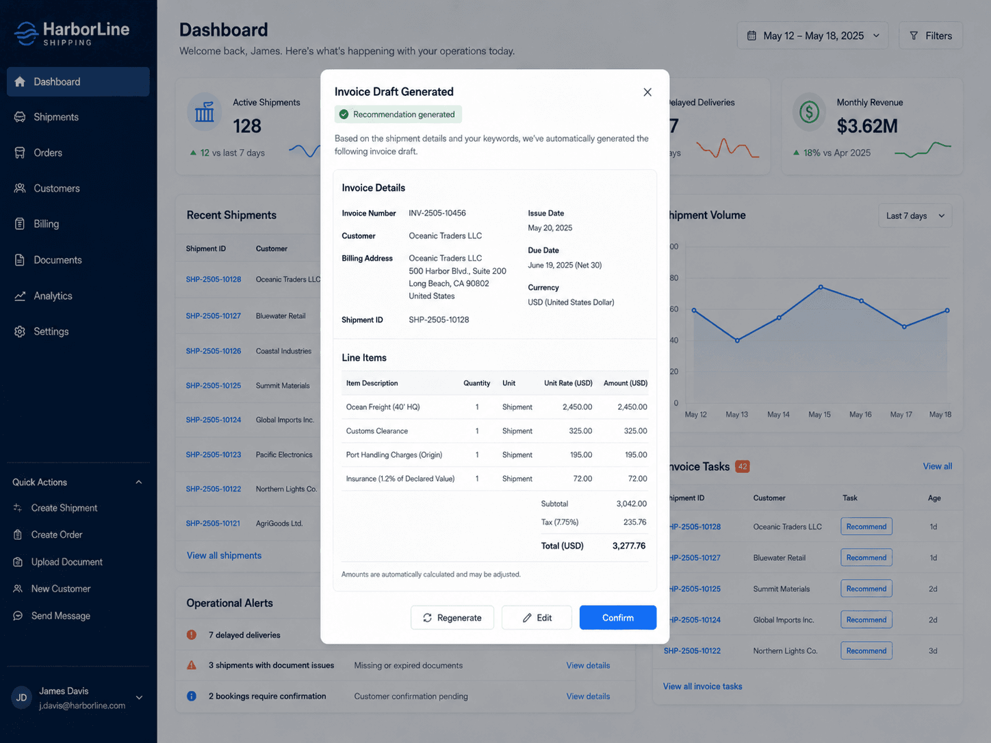 AI Invoice Recommendation Agent for Shipping Operations preview 3