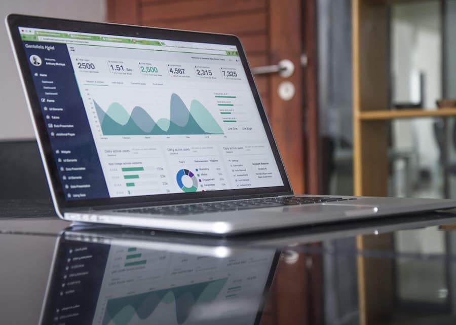 SaaS analytics dashboard on a laptop screen