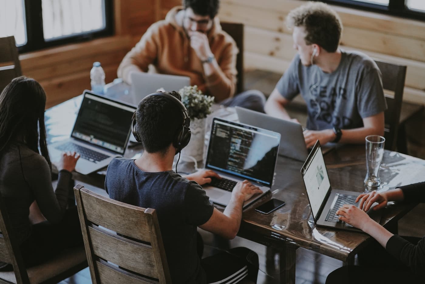 Product engineering team collaborating together
